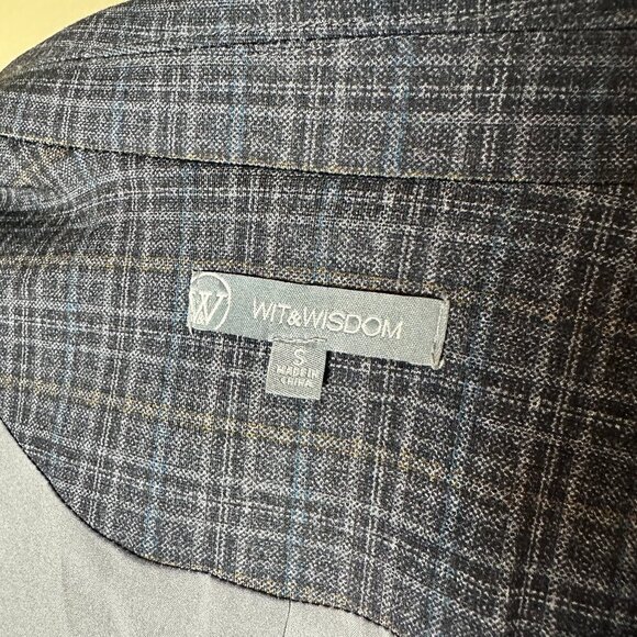 NORDSTROM Wit & Wisdom Plaid Grey Blue One Button Blazer Jacket Size Small - Picture 9 of 11